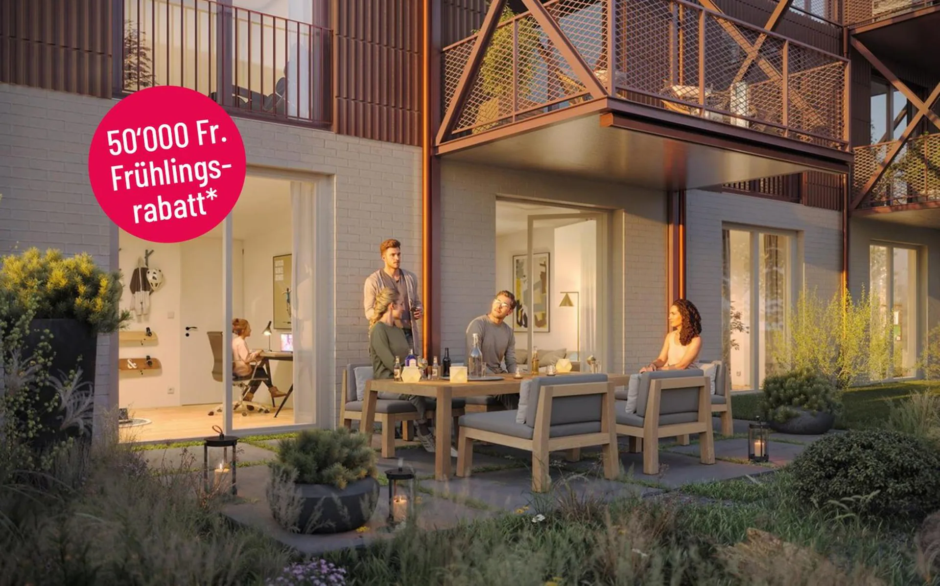 Appartement de jardin élégant avec espace de séjour ensoleillé.