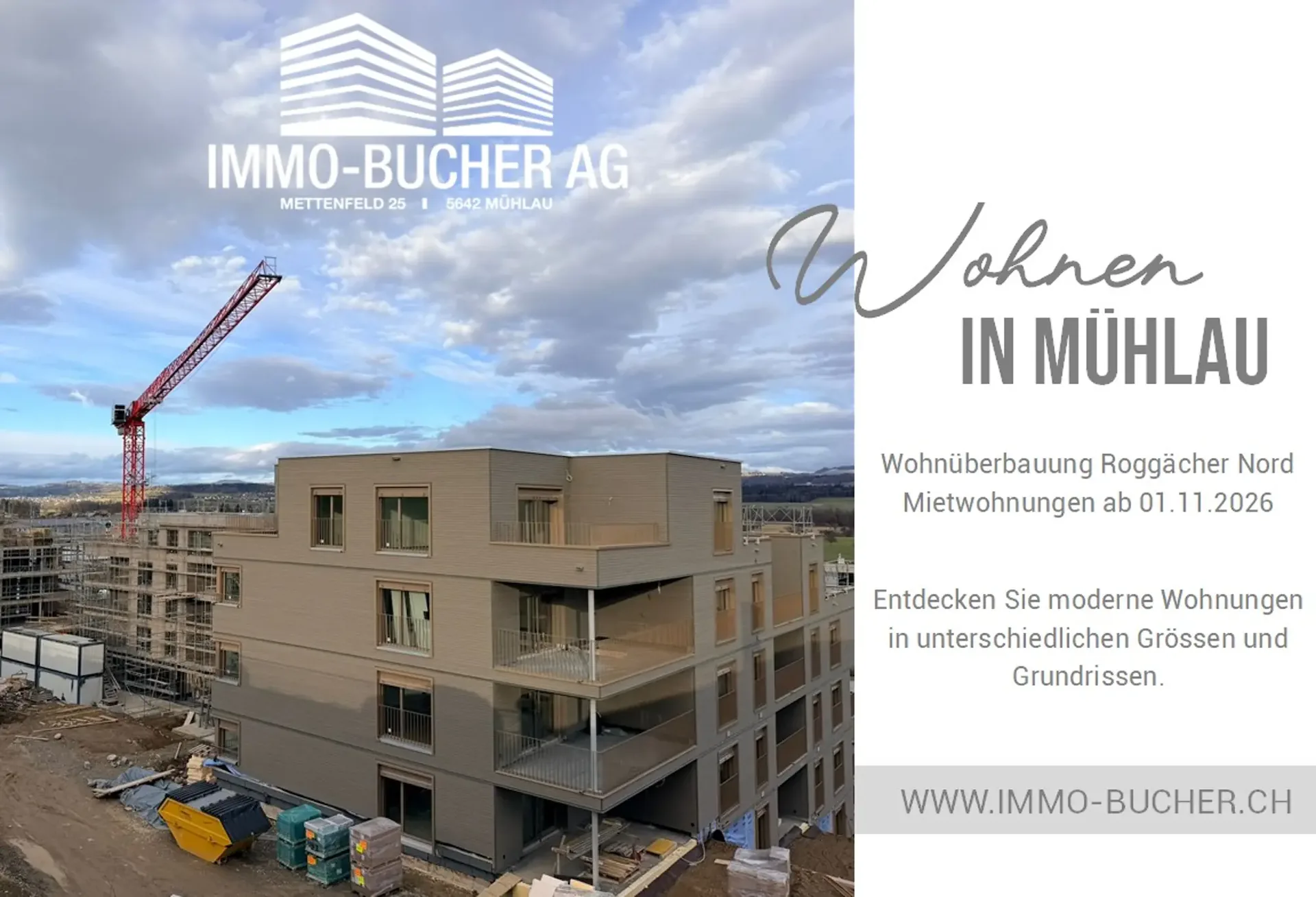 Erstbezug 2 1/2 Zimmer-Wohnung in neuer Überbauung Roggächer Nord
