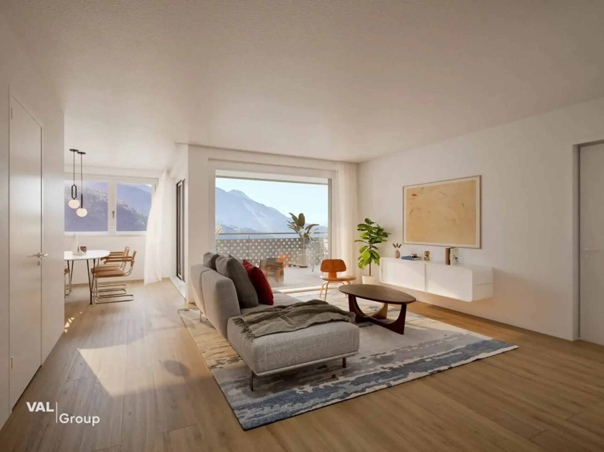 Appartement spacieux neuf avec balcon et vue sur les montagnes