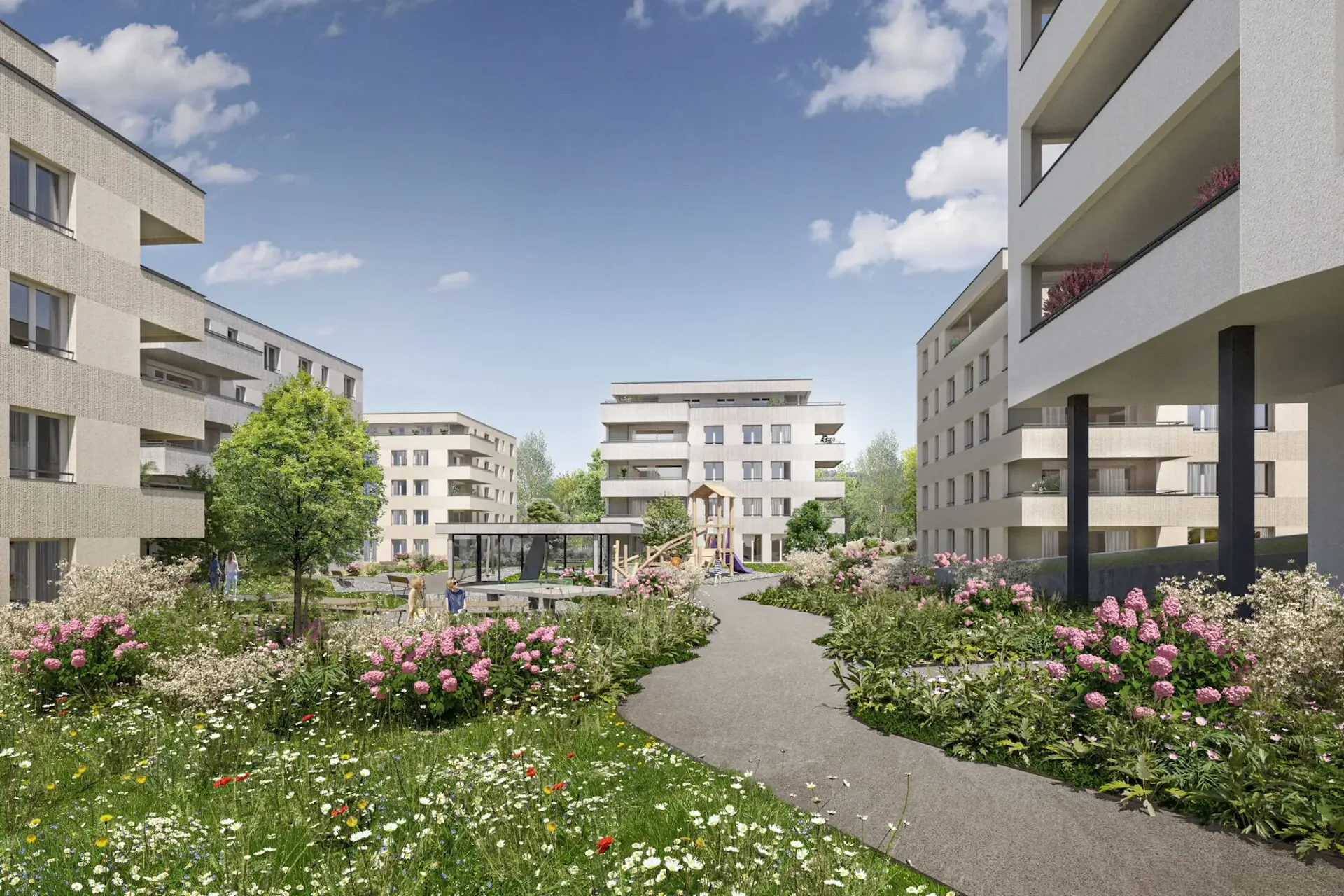 Motorradparkplatz nahe Dorfzentrum