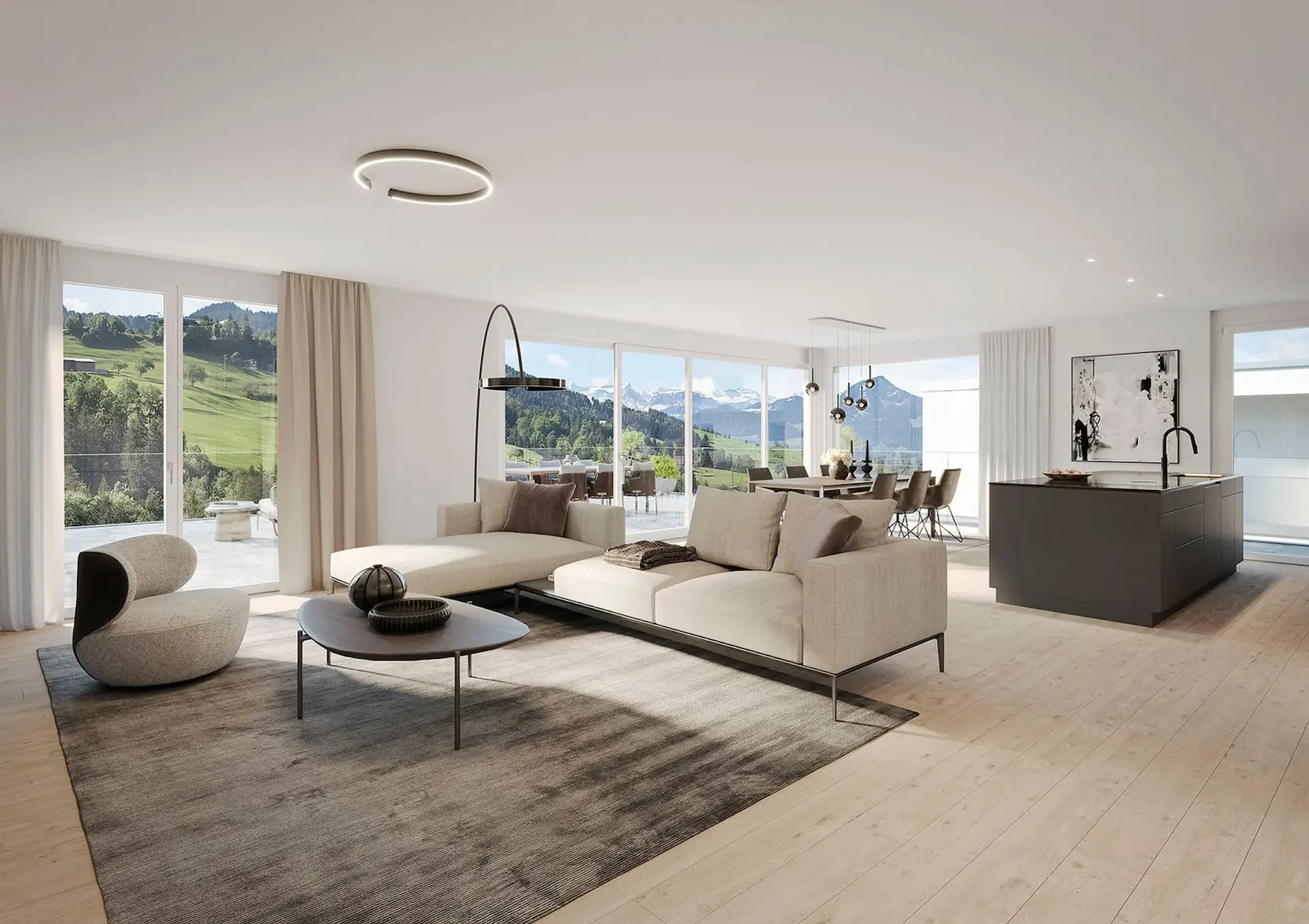 Exclusive 5.5-room terrace apartment with mountain view in Sattel