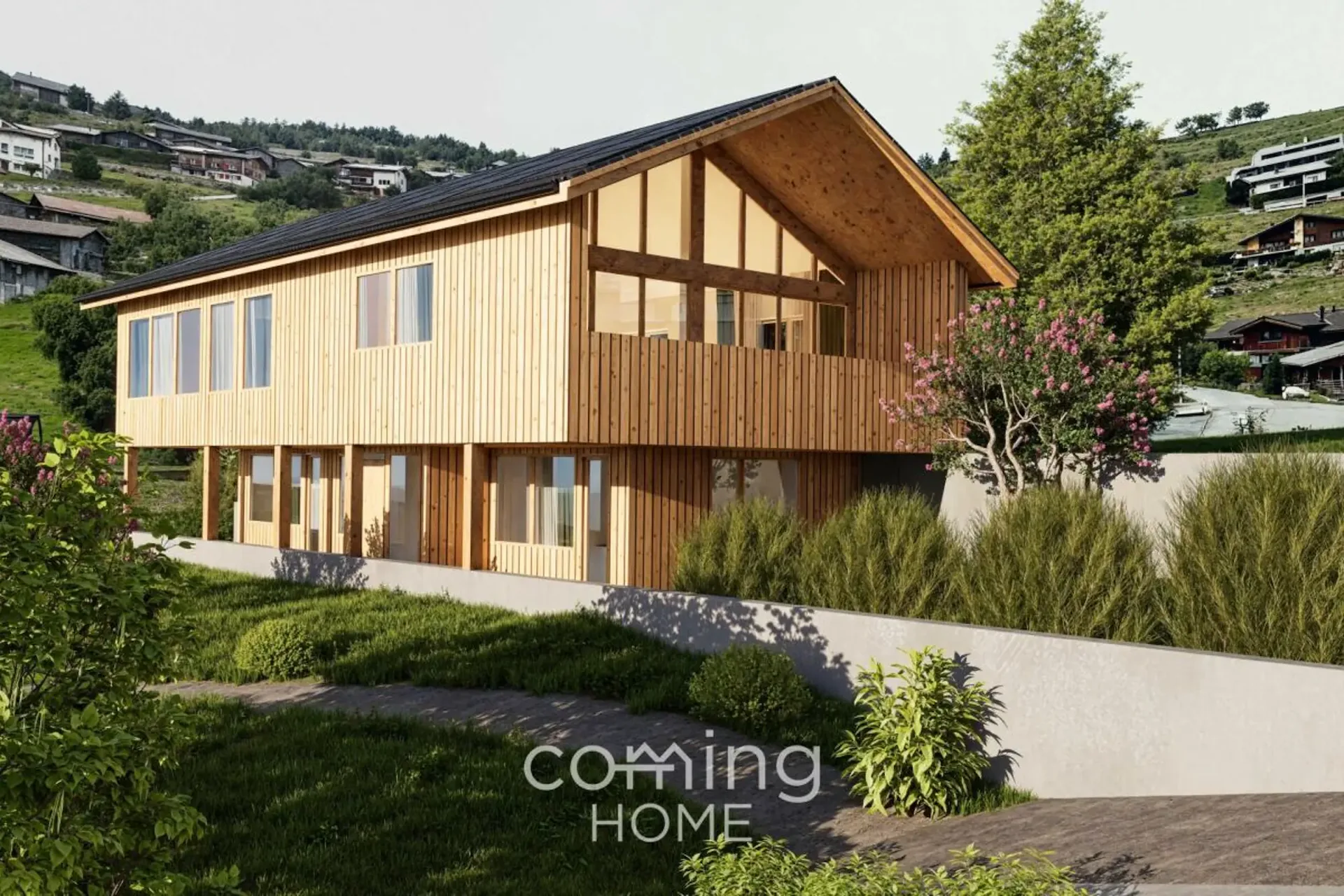 A fireplace, mountain views and the freedom to design - a compact new-build home in sunny Bürchen