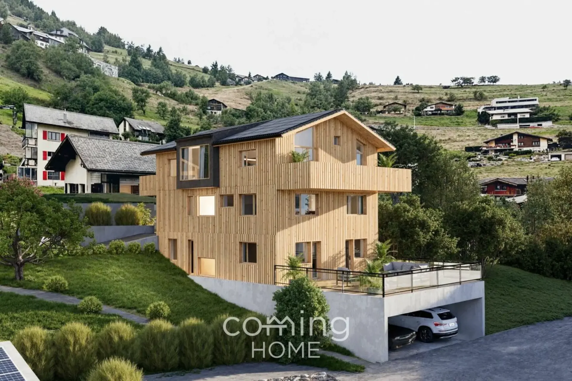 Votre maison neuve à Bürchen : construction en bois, cheminée et beaucoup d'espace pour vous aménager à votre guise