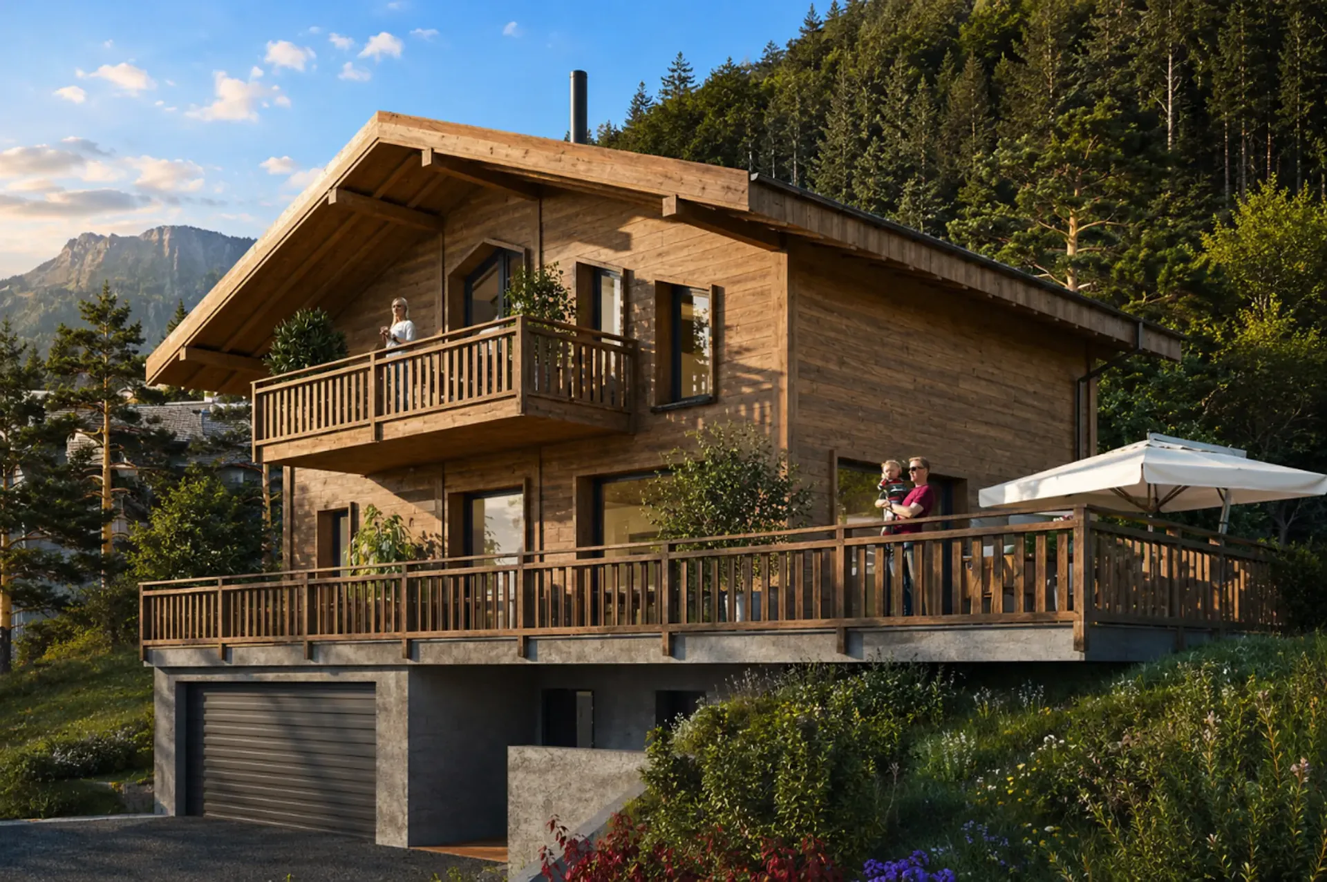 Neues und contemporänes Chalet in einer grünen Umgebung