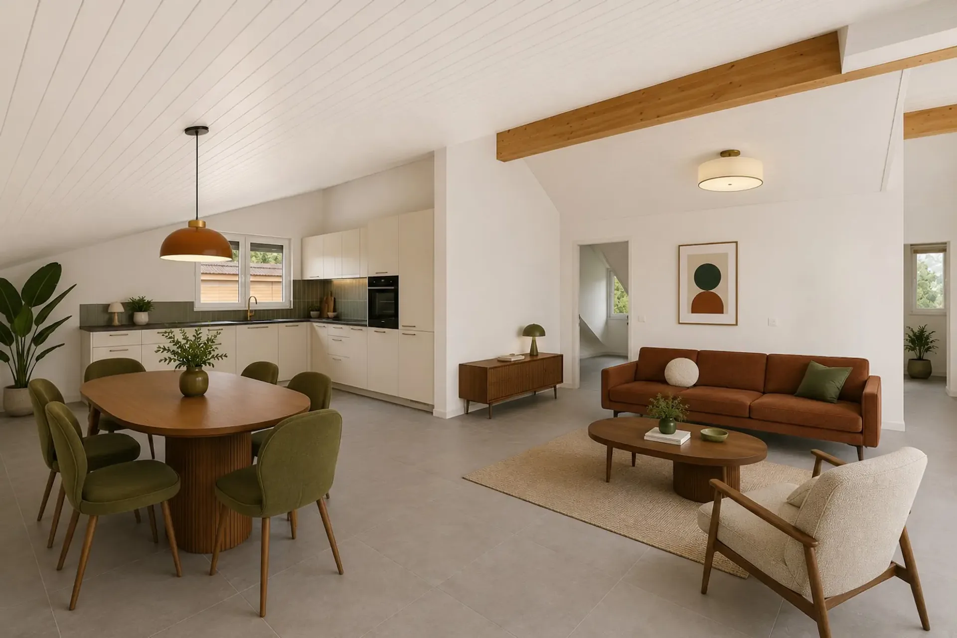 Loft im modernen Stil mit freier Sicht auf die umliegenden Ackerflächen