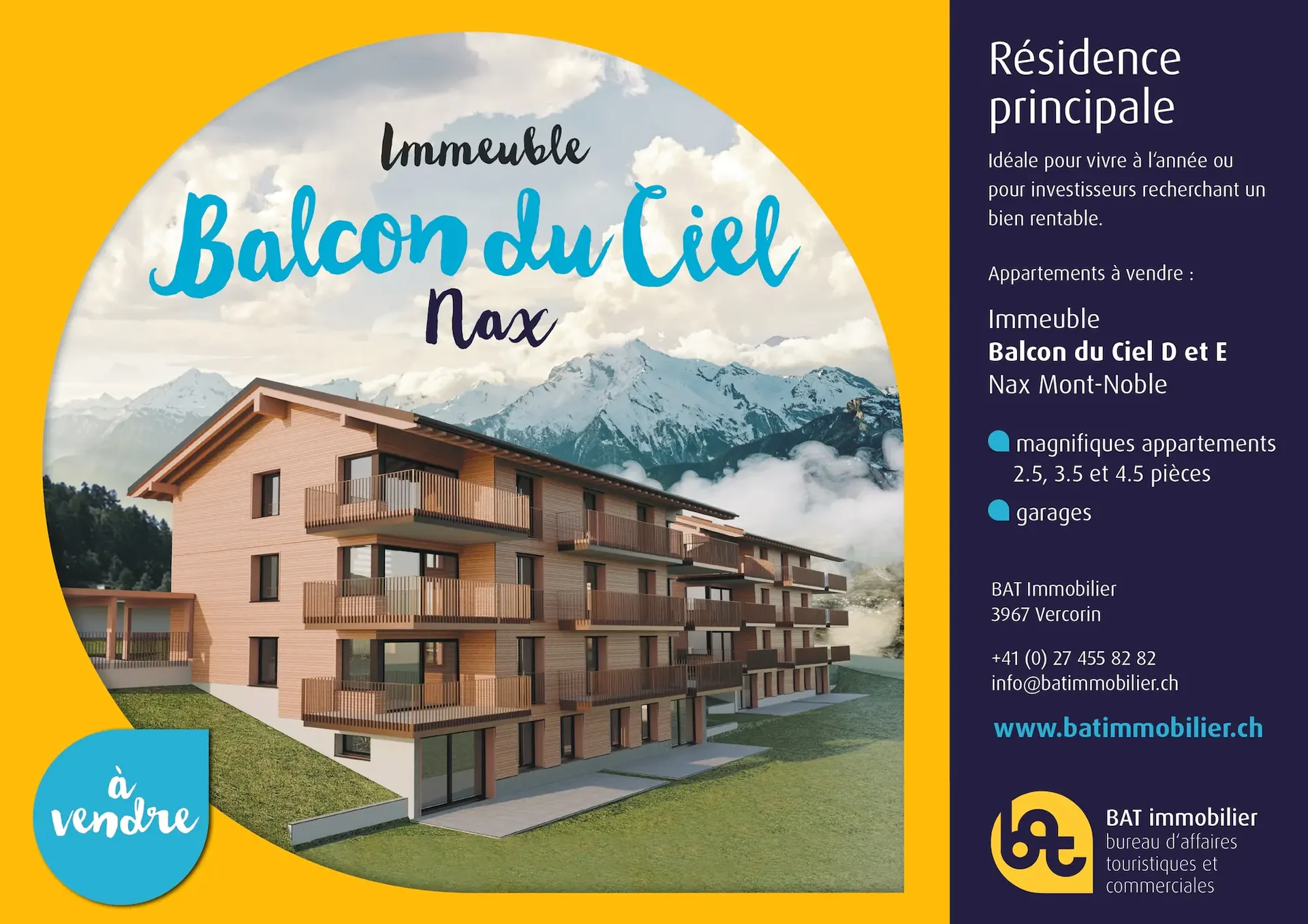 Balkon des Himmels in Nax - Hauptwohnungen vom Studio bis 4 Zimmer, derzeit im Rohbau, mit geplanter Fertigstellung im Winter 2026/2027