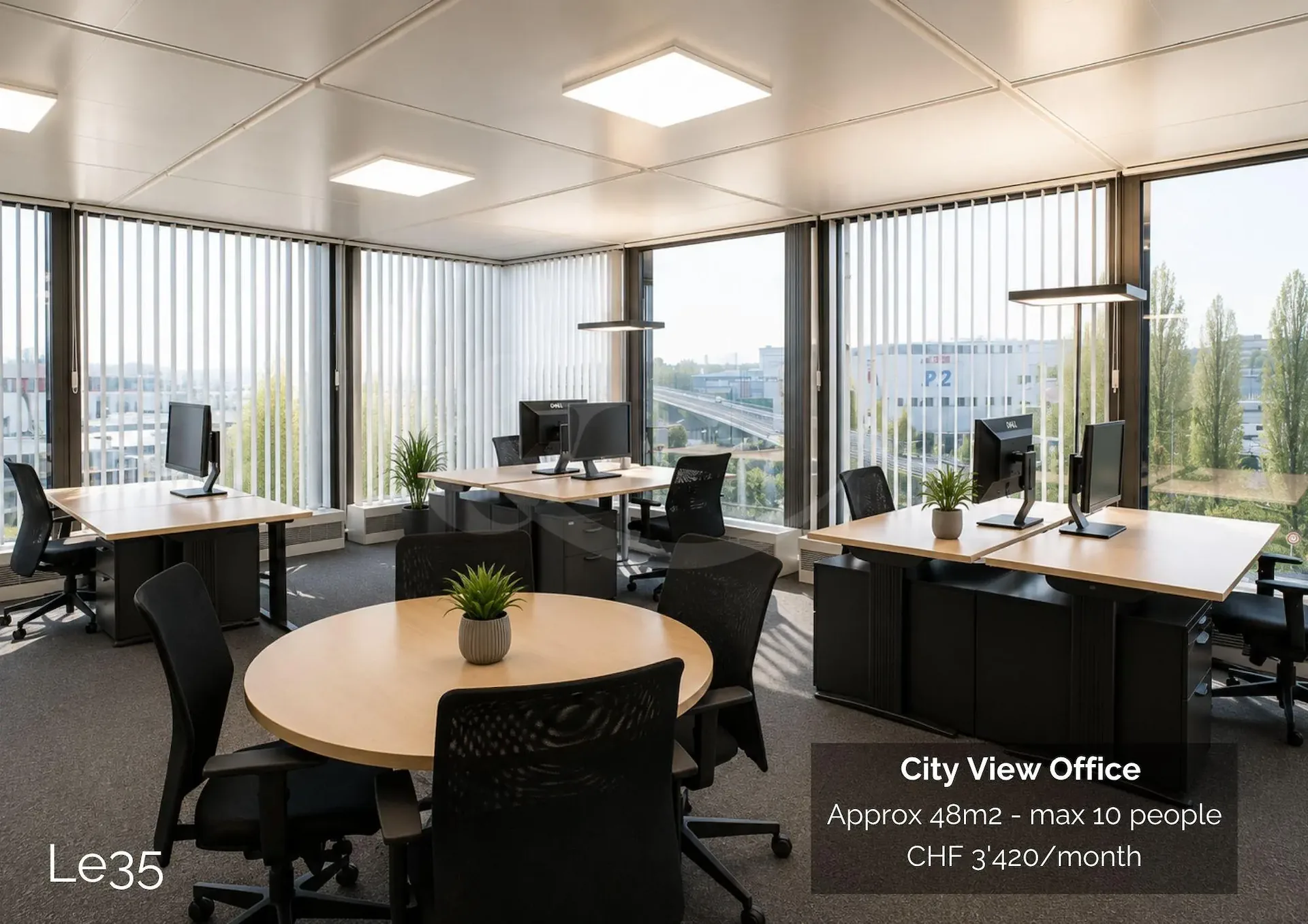 Route des Jeunes 35, Büro mit Stadtblick von etwa 48 m²