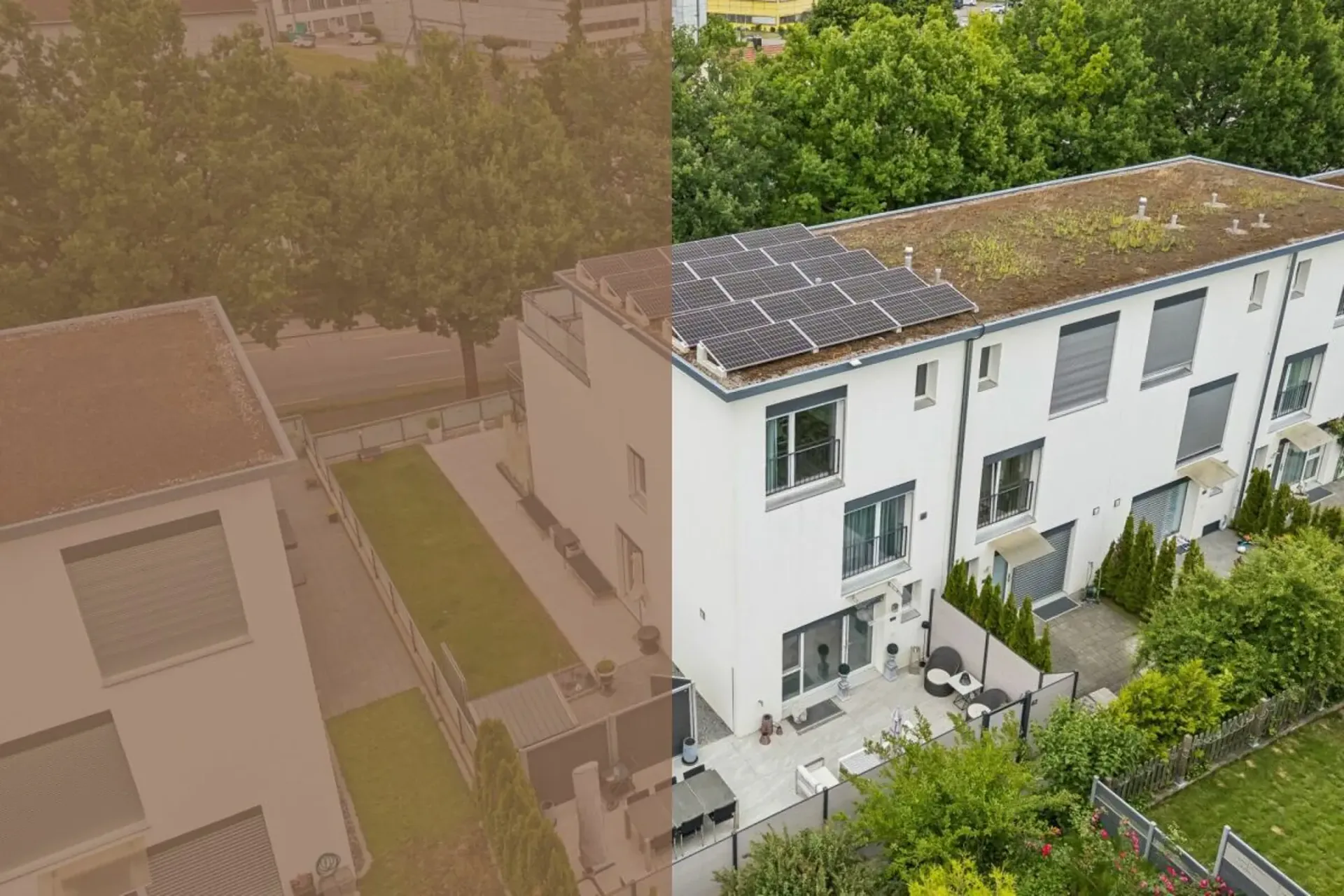 Maison mitoyenne neuve avec beaucoup de lumière et d'espaces extérieurs généreux