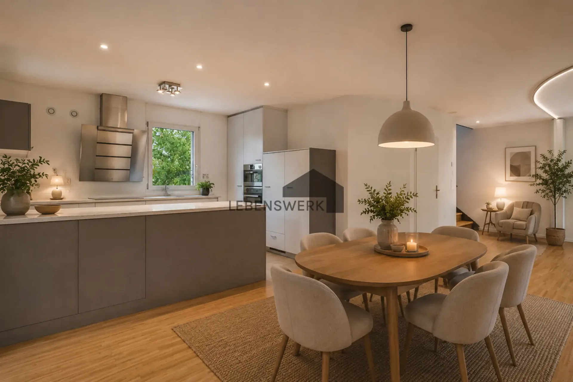 Casa a schiera con giardino, terrazza in mansarda, vista lago e doppio garage