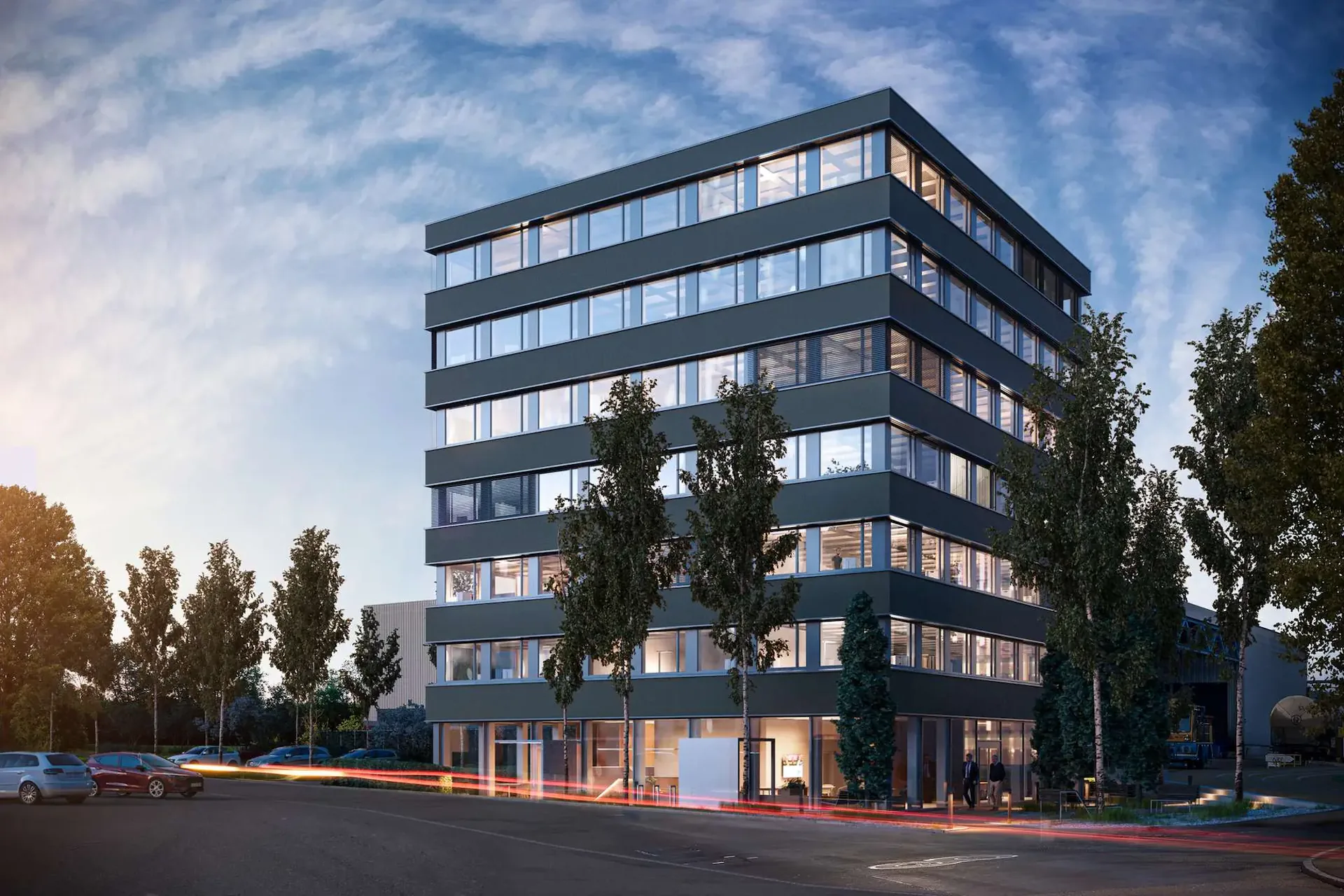 Moderner Bürokomplex im Gewerbe- und Industrieareal Isemeyer in Rheinfelden