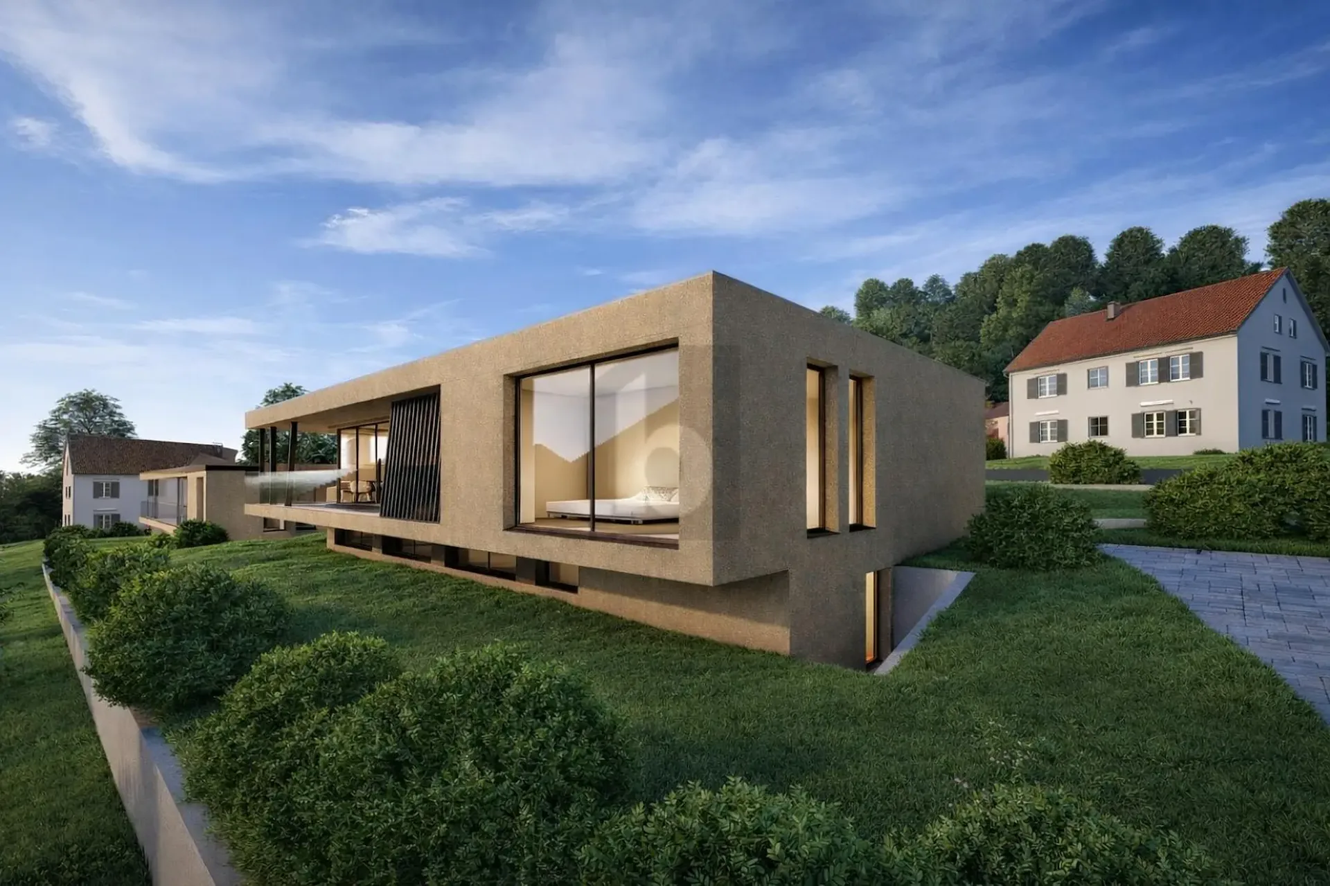 Architettura con Atrio & Pianta del Piano Flessibile