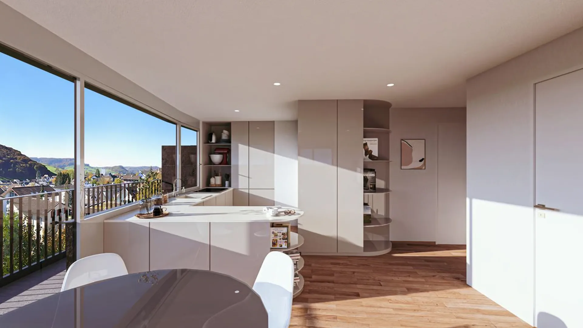 Habitation confortable avec vue lointaine, ascenseur et balcon spacieux