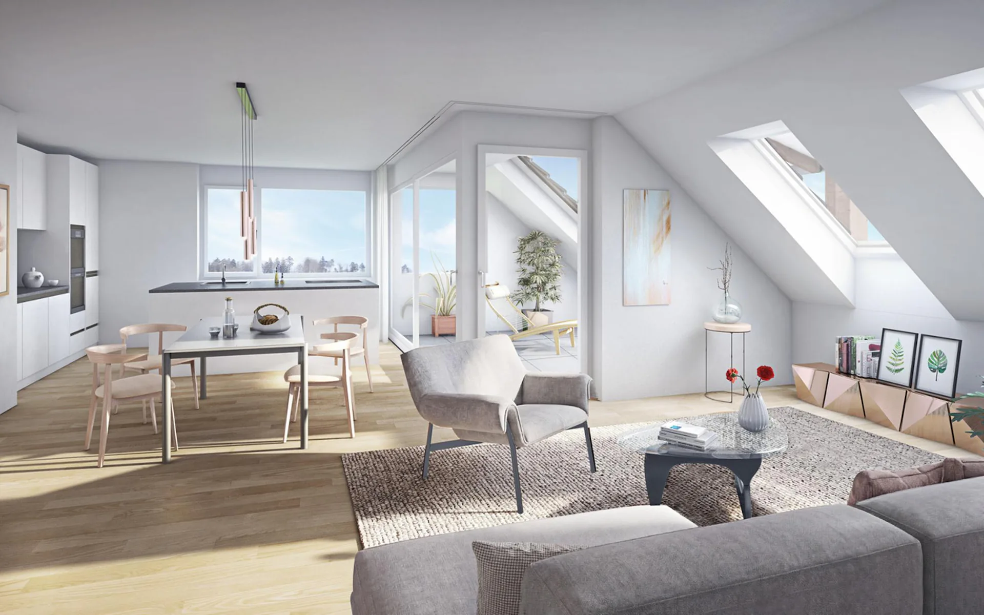 Appartement mansarde attractif avec une répartition des pièces réfléchie et un espace de comble