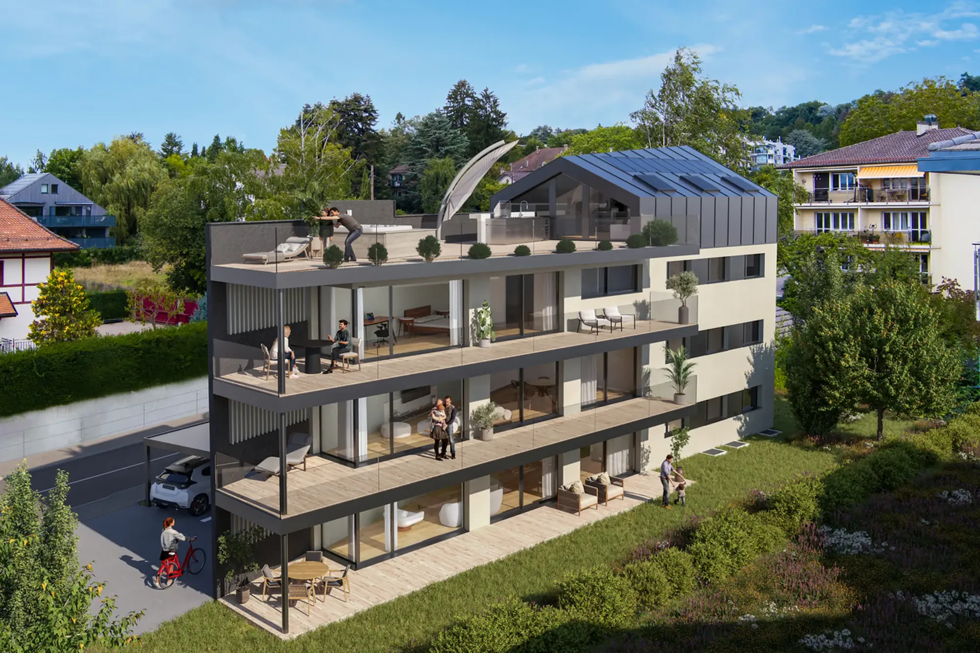 Wohnung mit 3,5 Zimmern, privatem Garten von 241 m², Verkauf auf Plan
