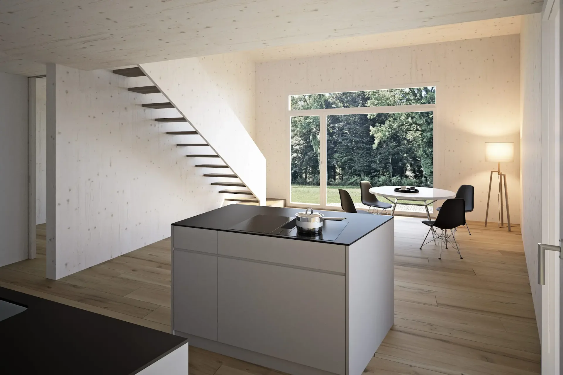 Vivre avec espace - maison mitoyenne moderne dans le style Atelierhaus