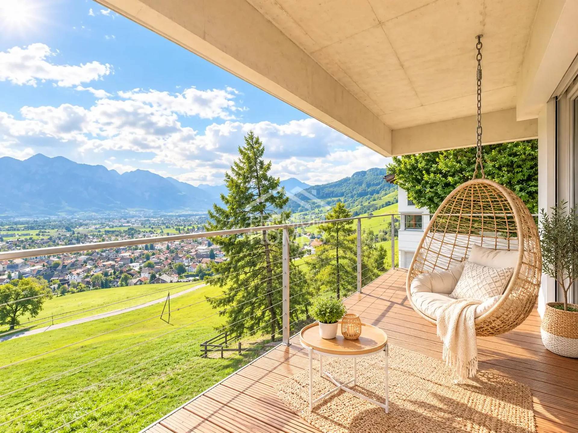 Vue panoramique imprenable sur la vallée du Rhin
