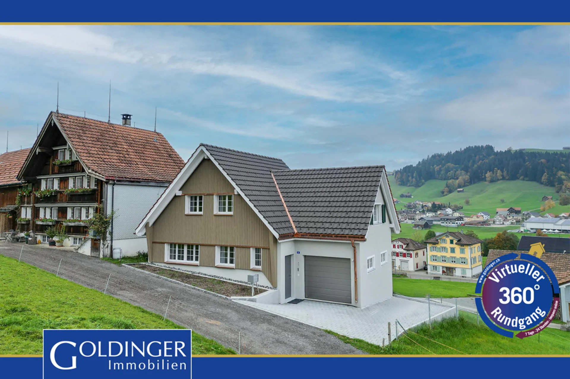 Construit moderne au milieu du paysage de collines d'Appenzell