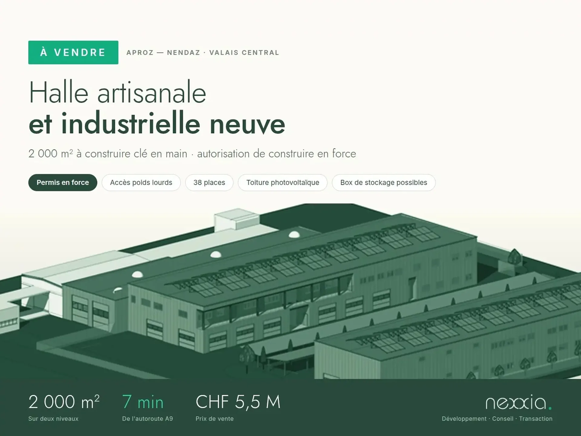Halle artisanale et industrielle neuve 2 000 m² ? Aproz (Nendaz)