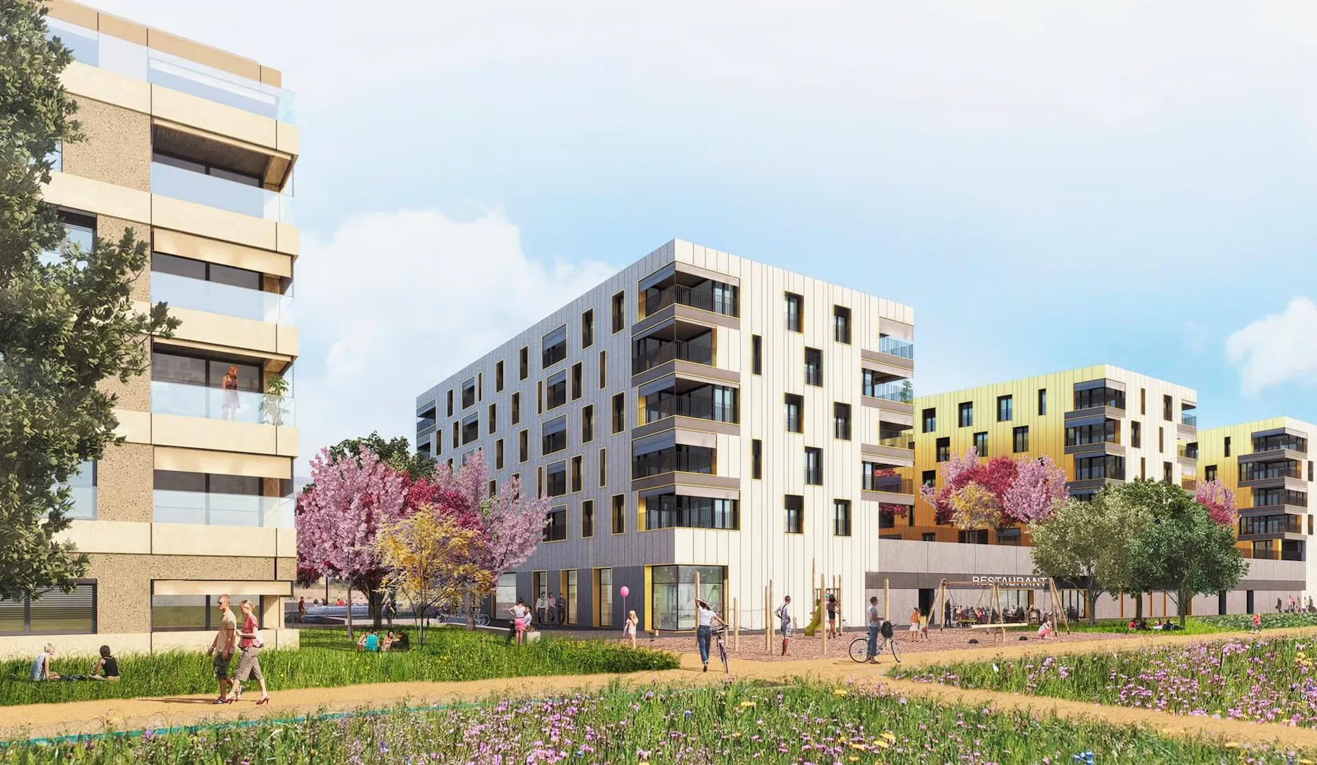 Modernes Wohnen in einem neuen Viertel