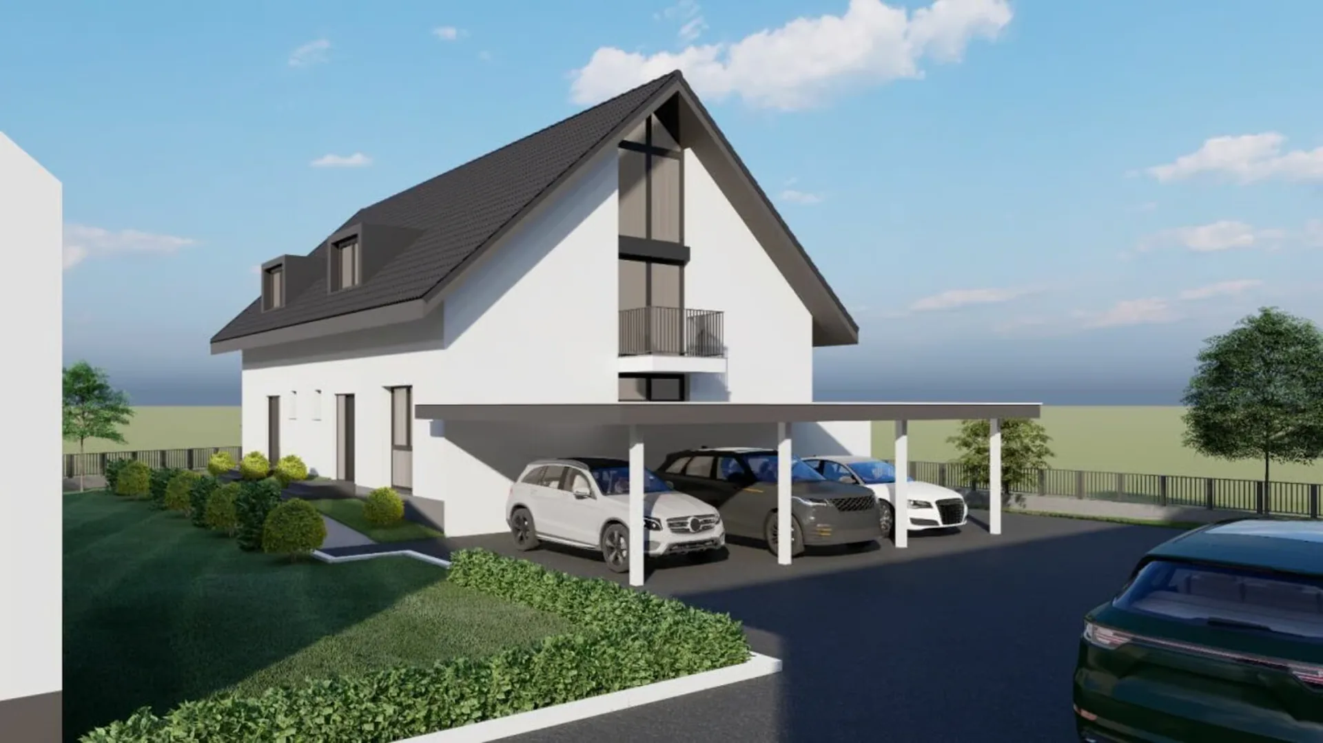 Maison mitoyenne moderne de 6,5 pièces en construction dans un quartier familial