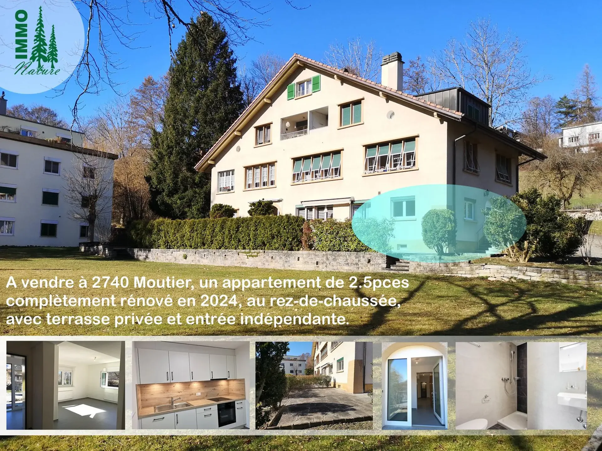 In vendita a Moutier appartamento con terrazza, completamente rinnovato nel 2024
