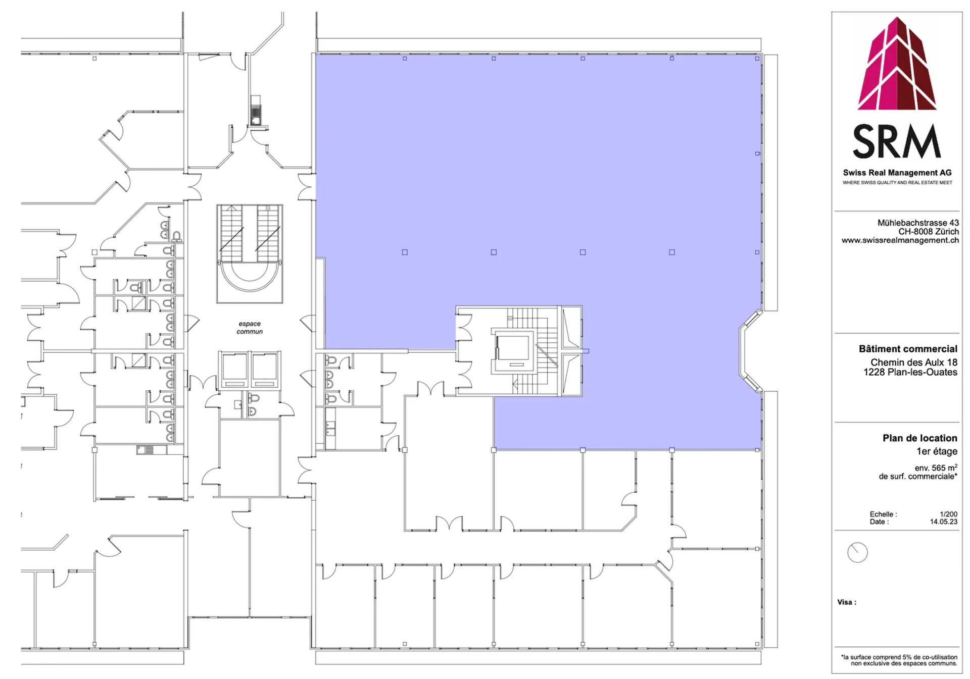 Prächtige Räumlichkeiten von ca. 565m2 im 1. Stock des CTN 18