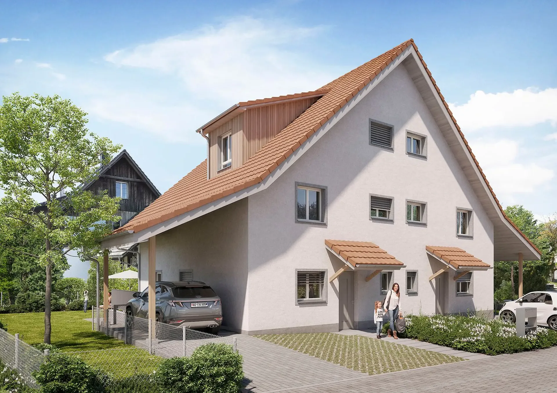 Nouvelles maisons jumelées avec 6½ à 7½ pièces – habitat spacieux à Ottenbach