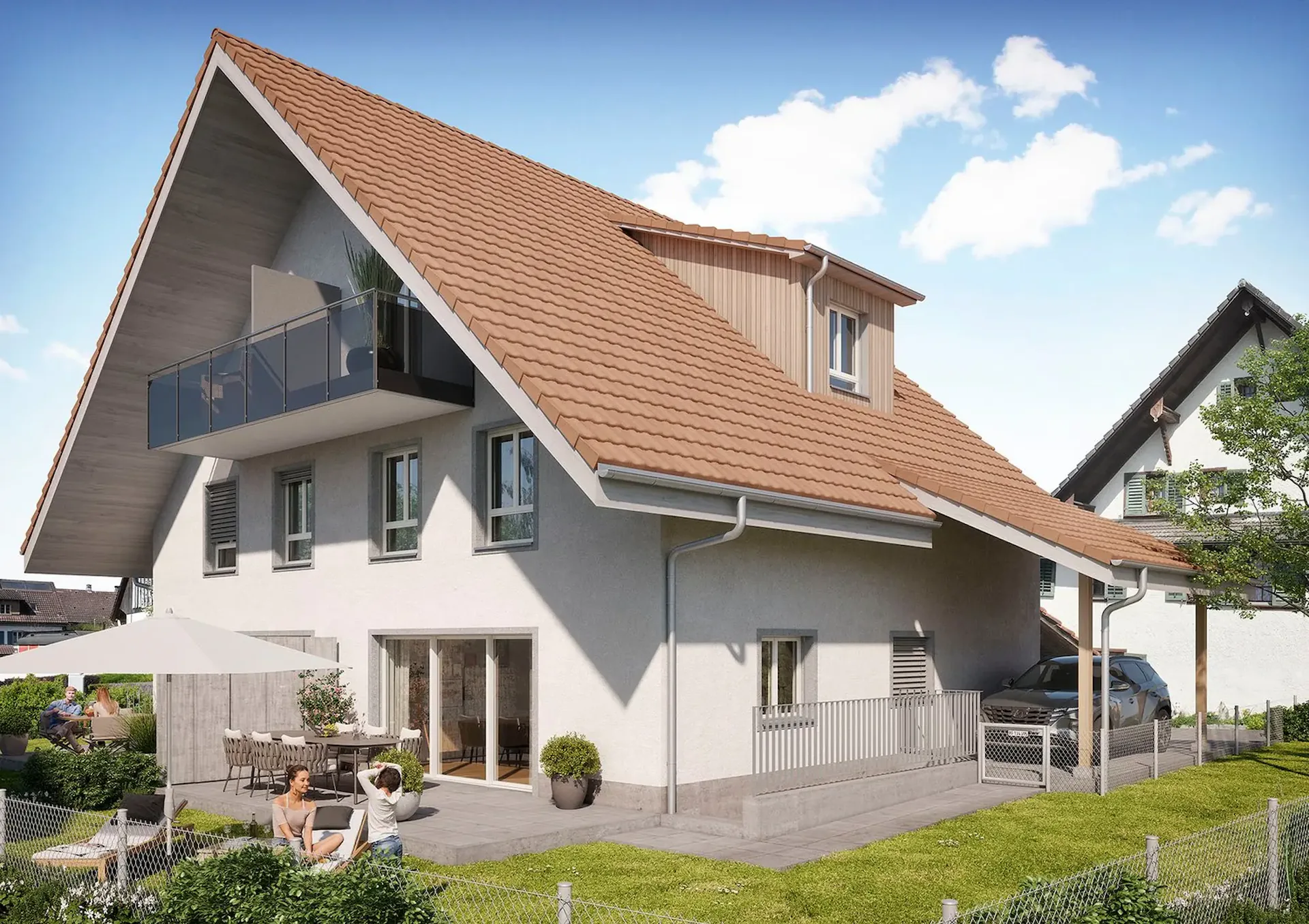 Nouvelles maisons jumelées avec 6½ à 7½ pièces – habitation spacieuse à Ottenbach