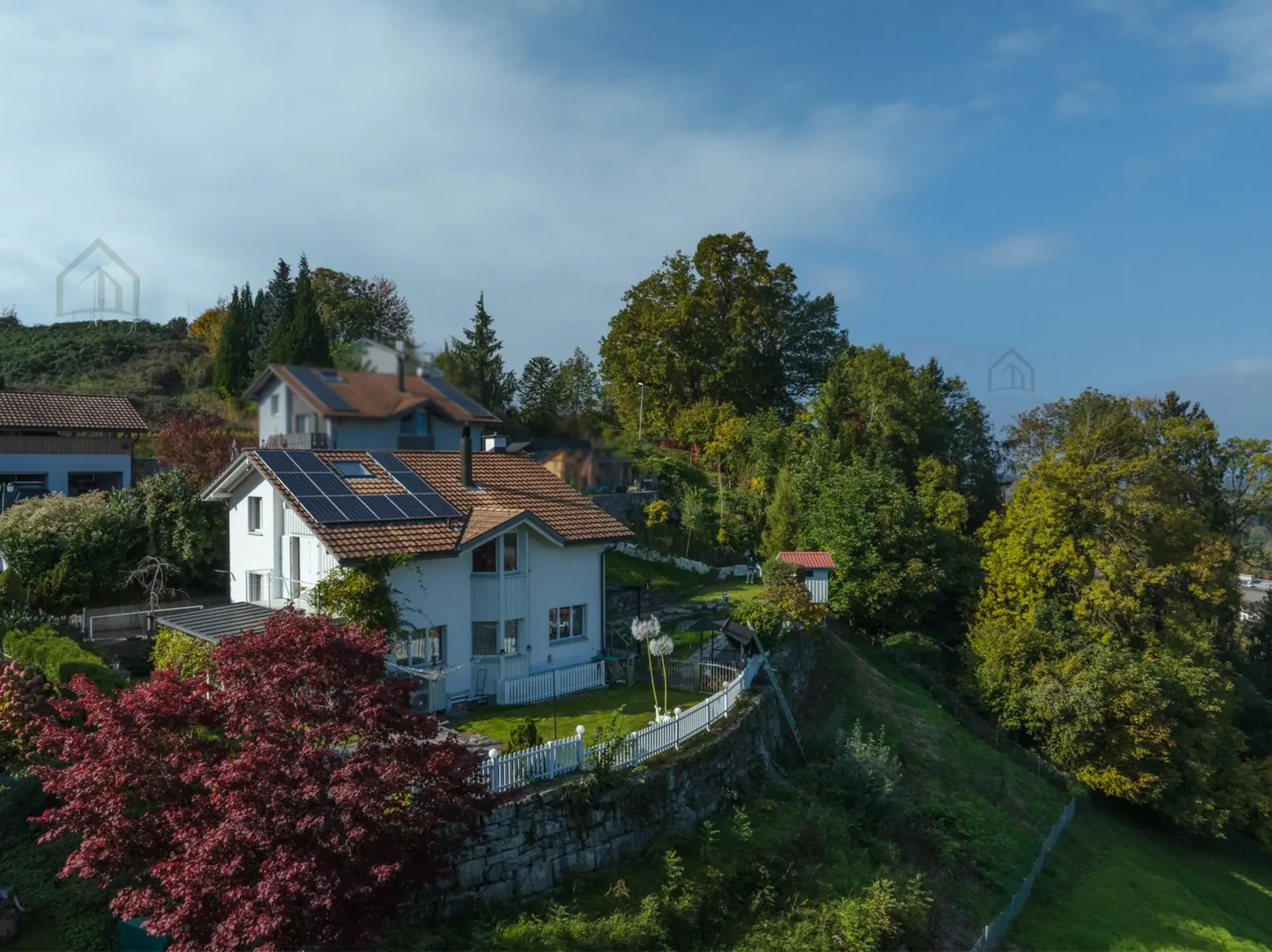 Dreamy living with pool, wellness, panoramic view, and forest