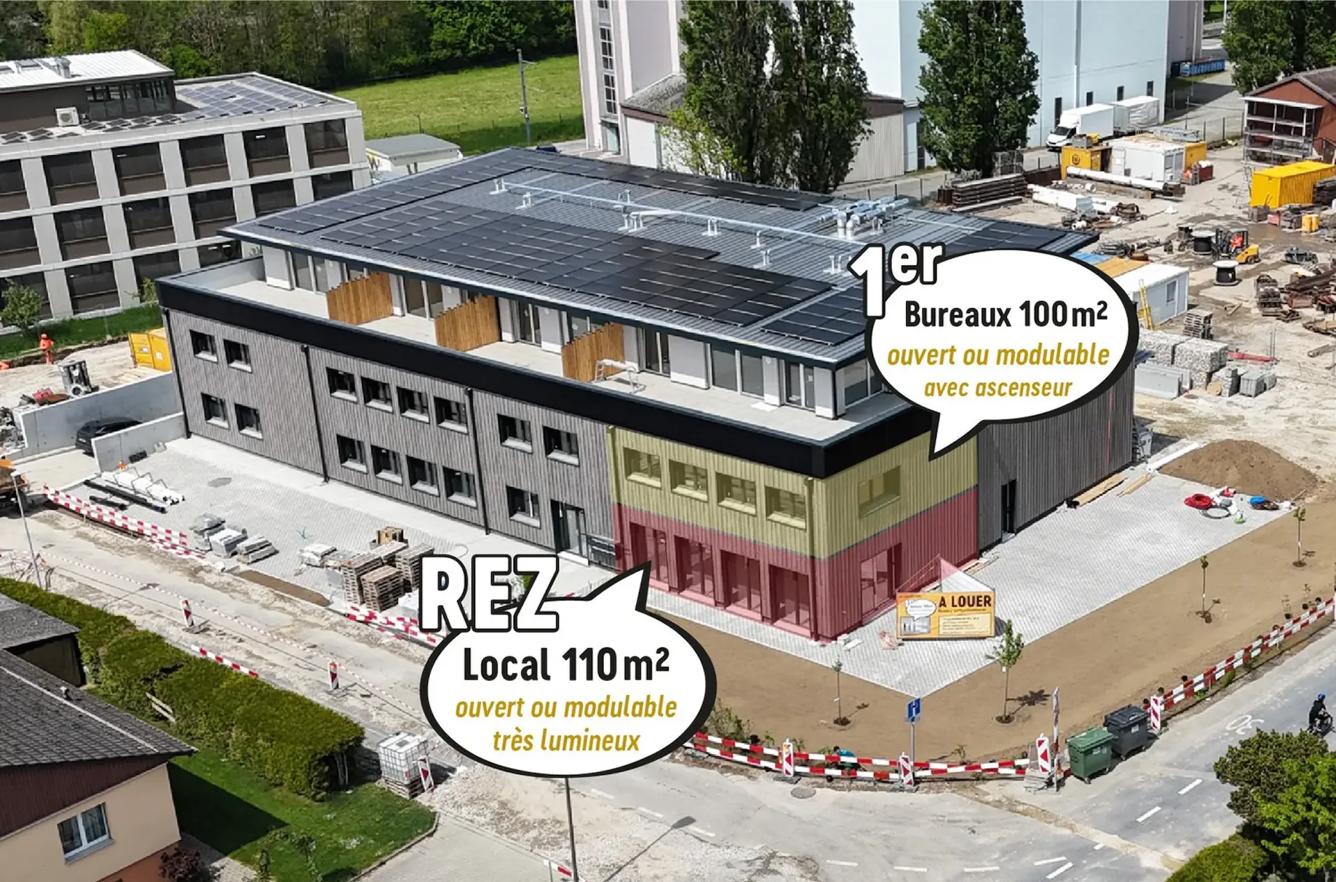 Werkstatt von 110 m2 im Erdgeschoss eines neuen Gebäudes