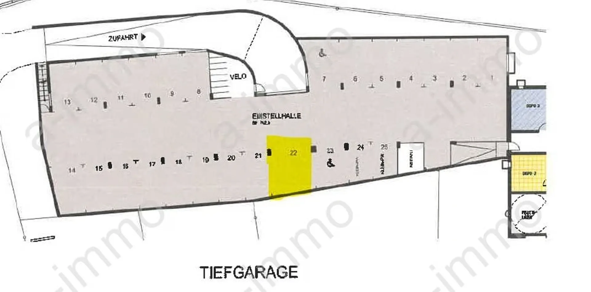 Ampio parcheggio sotterraneo in affitto a Reinach