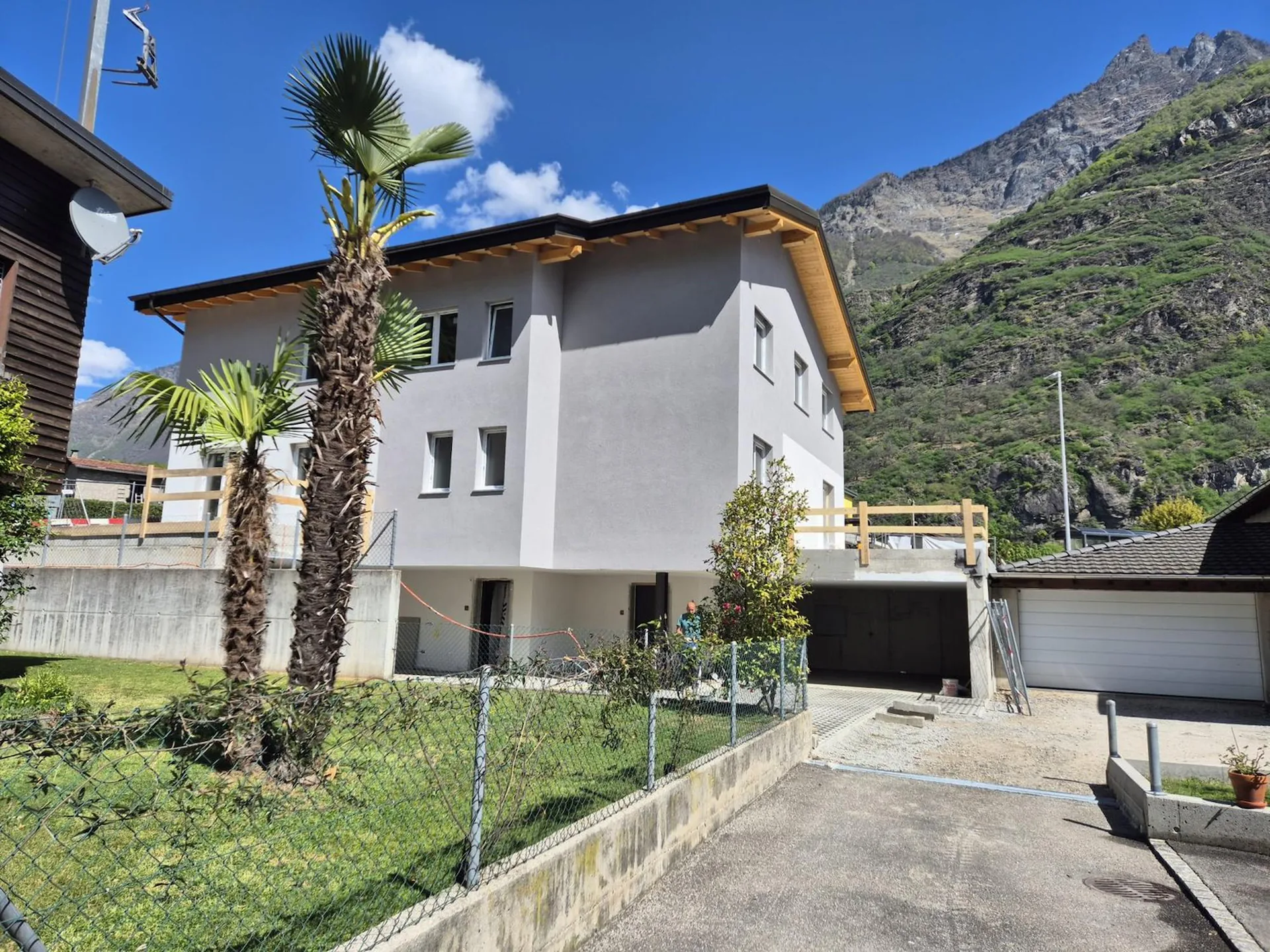 Modern semi-detached house under construction in Biasca