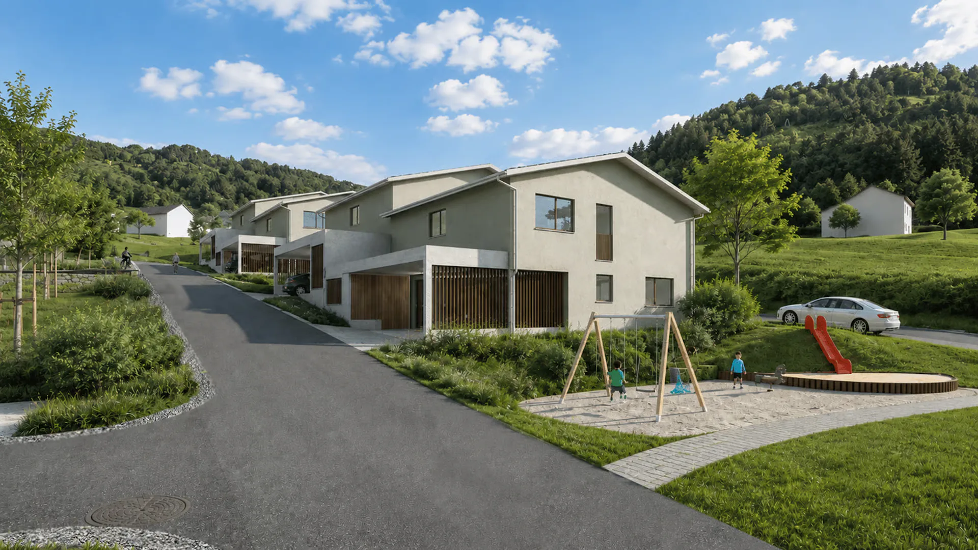Neubau-Doppeleinfamilienhaus in Bürglen – Modern, familienfreundlich und naturah