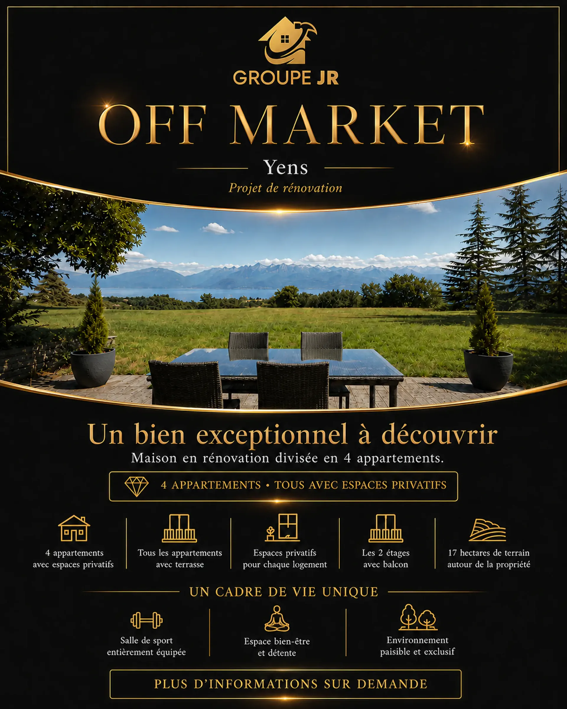 Private villa of exceptional quality comprising four apartments with panoramic views of Lake Geneva