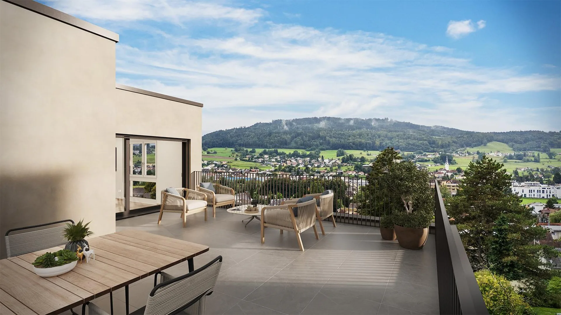 Neubau 5.5-ZI-EFH mit Attika-Geschoss / Reinach AG - Sonnenlage mit Weitblick