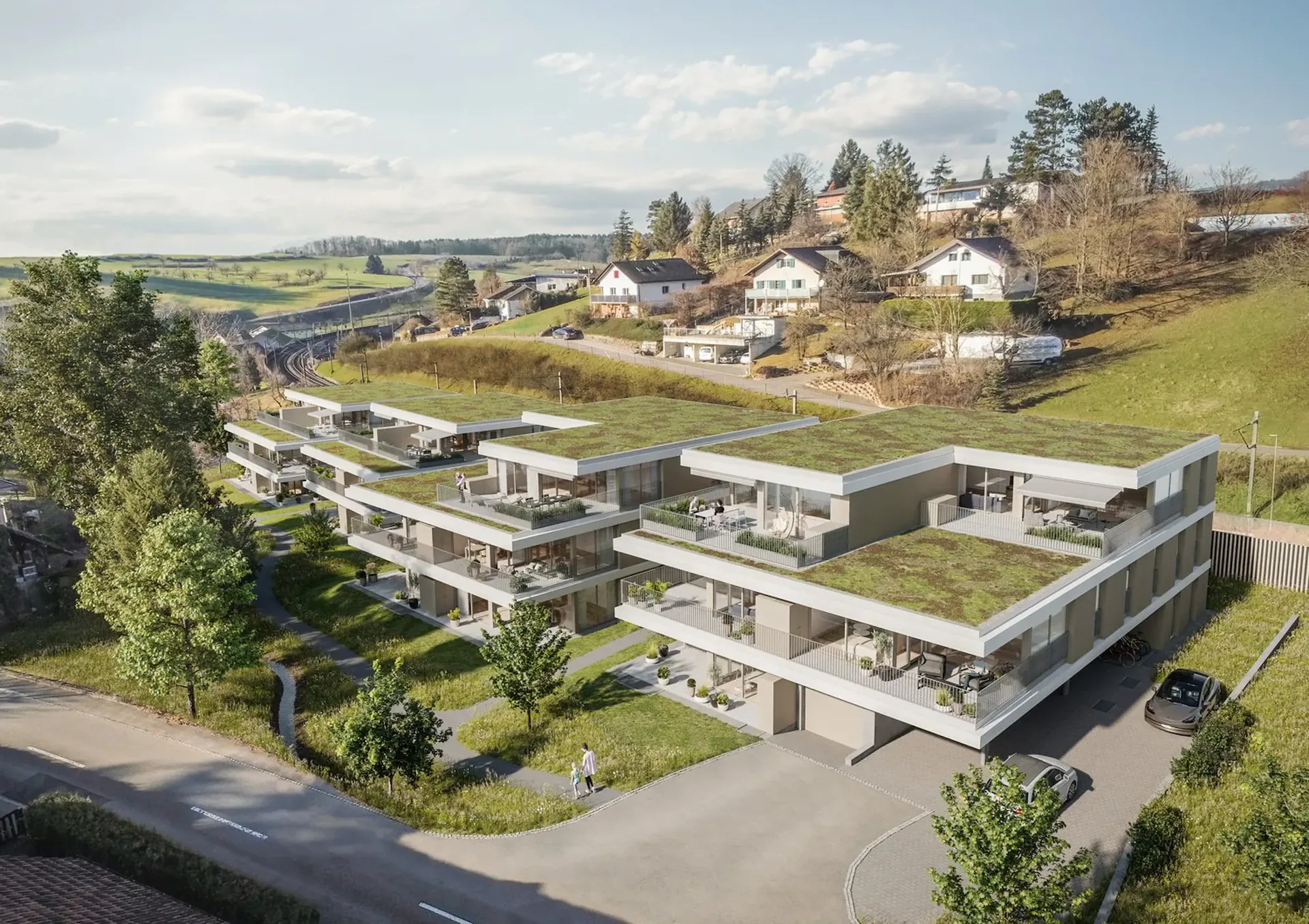 Appartement terrasse moderne avec loggia dans un cadre naturel
