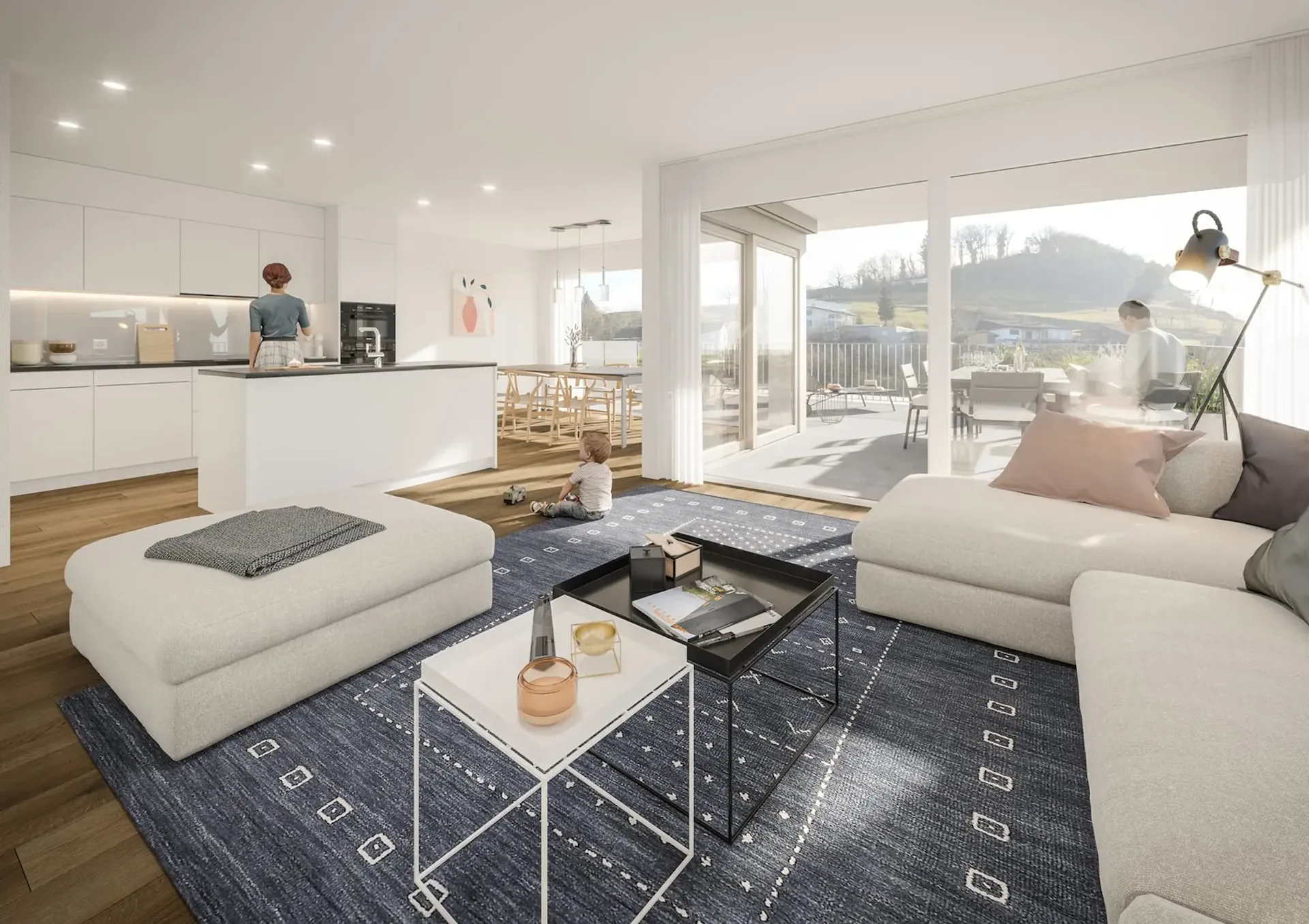 Appartement terrasse moderne avec loggia dans un cadre naturel