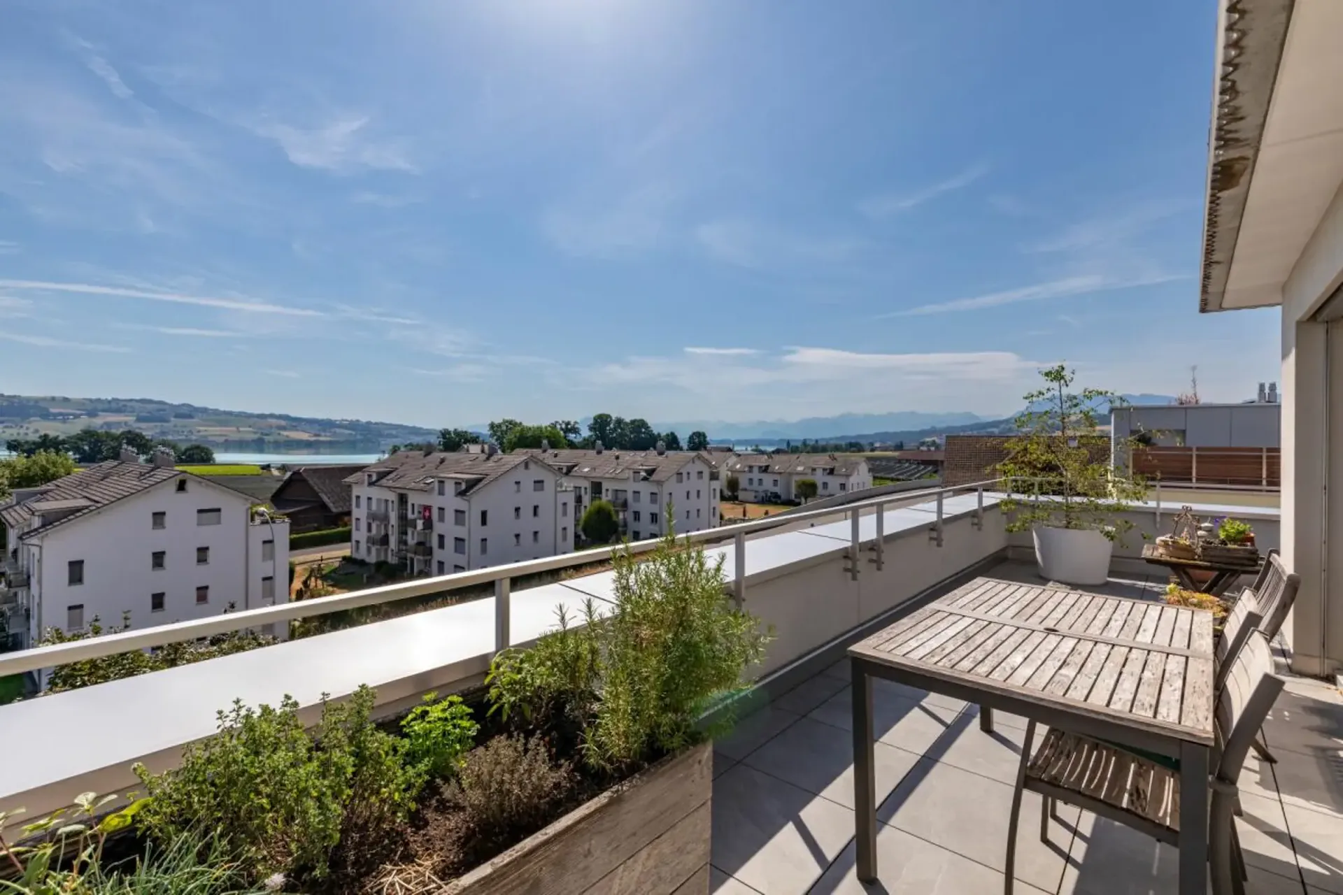 Terrace paradise with lake and mountain views