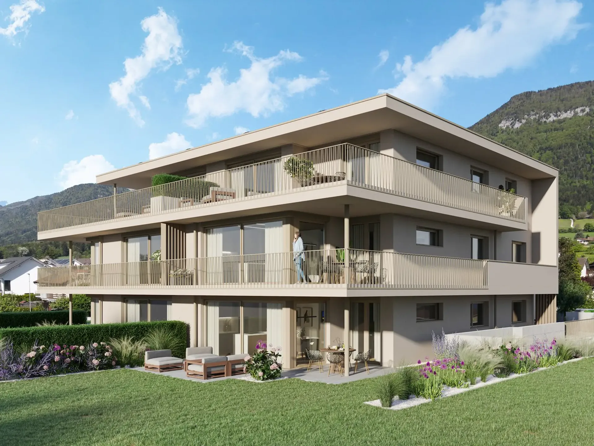 Moderne 3.5-Zimmerwohnung mit gedecktem Sitzplatz