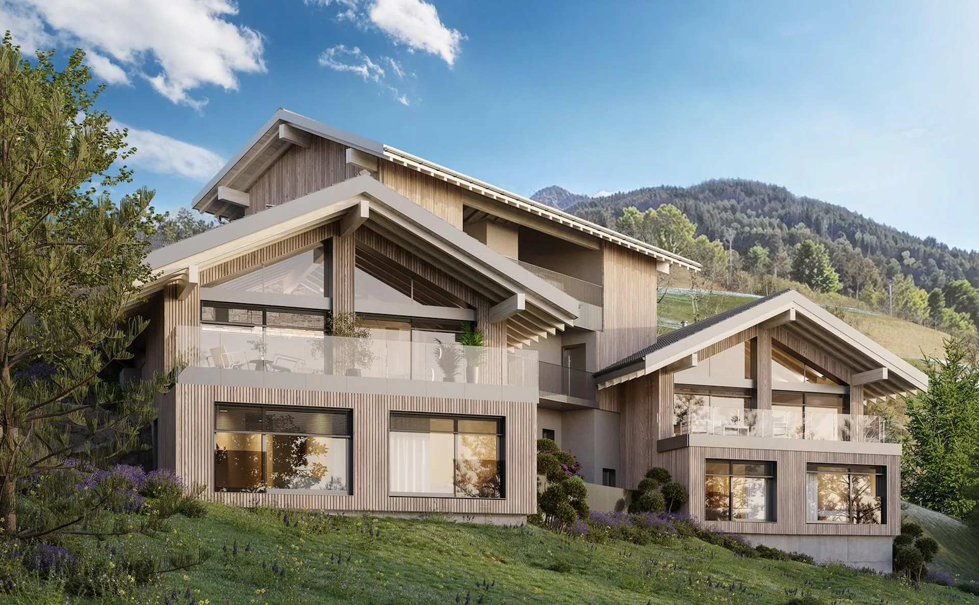 Chalets d'architecte de 4,5 pièces à Châtel-sur-Montsalvens
