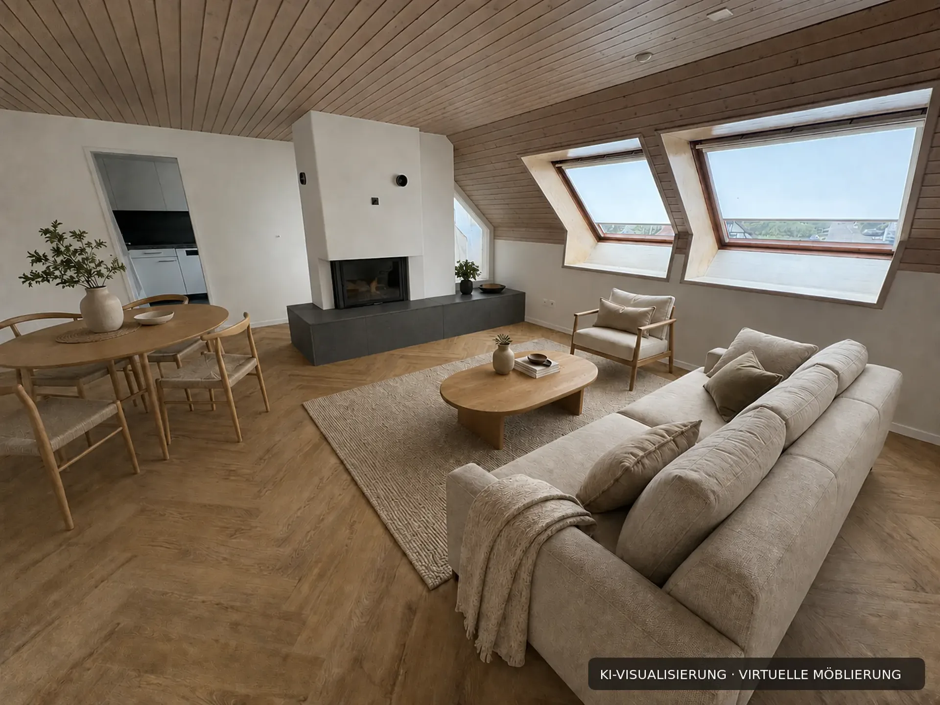 Renovated 4.5-room attic apartment with chimney, elevator, and panoramic view